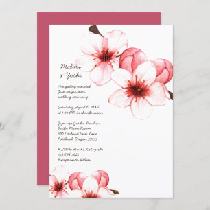 Waterverf Cherry Blossom Pink White Wedding Invi Kaart