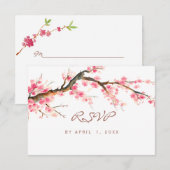 Waterverf cherry blossom rsvp kaartje (Voorkant / Achterkant)