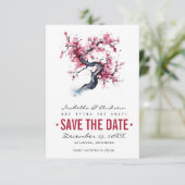 Waterverf Cherry Blossom Save The Date (Staand voorkant)