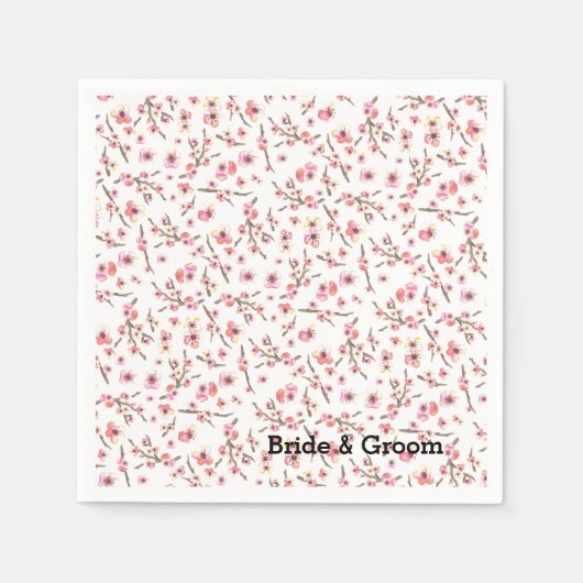 Waterverf Cherry Blossom Servet (Voorkant)