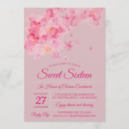 Waterverf Cherry Blossom Sweet Sixteen Uitnodiging