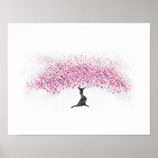 Waterverf Cherry Blossom Tree Poster (Voorkant)