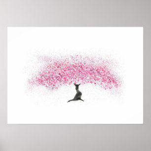Waterverf Cherry Blossom Tree Poster