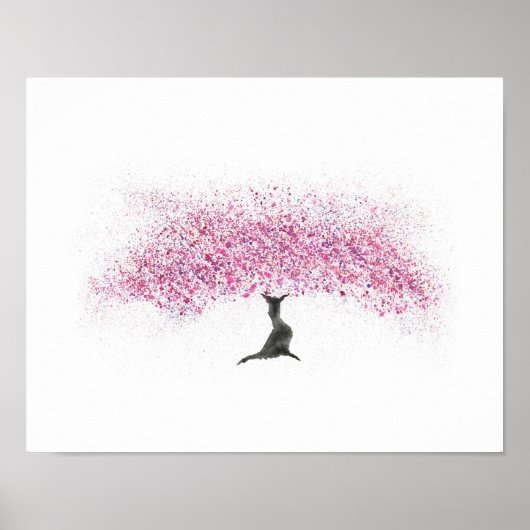 Waterverf Cherry Blossom Tree Poster (Voorkant)