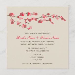 Waterverf Cherry Blossom Wedding Invite Kaart