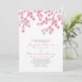 Waterverf Cherry Blossom Wedding Kaart (Staand voorkant)