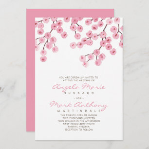 Waterverf Cherry Blossom Wedding Kaart