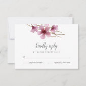 Waterverf Cherry Blossom Wedding RSVP (Voorkant)