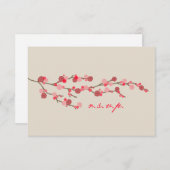 Waterverf Cherry Blossom Wedding RSVP (Voorkant / Achterkant)