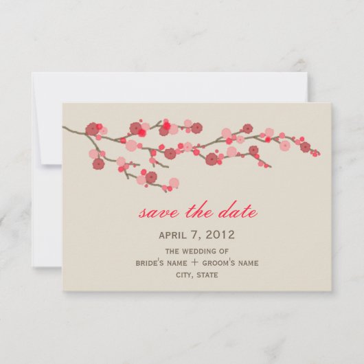 Waterverf Cherry Blossom Wedding Save the Date (Voorkant)