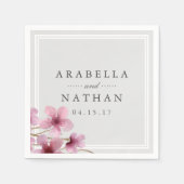 Waterverf Cherry Blossom Wedding Servetten (Voorkant)