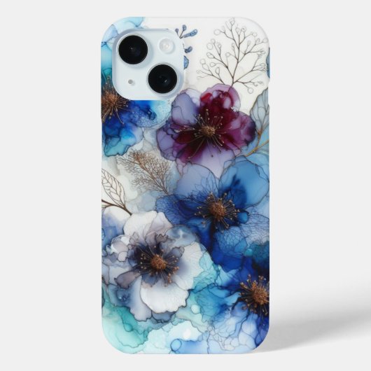  Waterverf Cherry Blossoms Blauw en Paars Case-Mate iPhone Case (Achterkant)