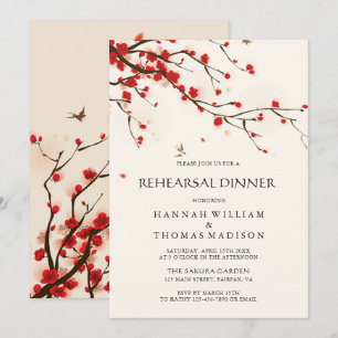 Waterverf Cherry Blossoms Bloemen repetitie diner Kaart