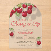Waterverf Cherry op Top Baby shower Acryl Uitnodigingen (Voorkant)