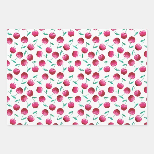 Waterverf Cherry Pattern Inpakpapier Vel (Voorkant)
