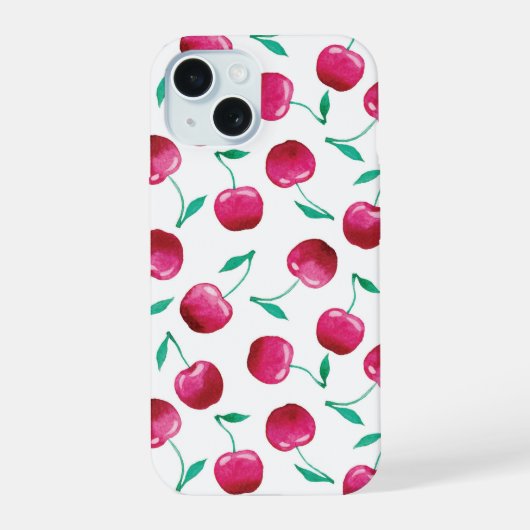 Waterverf Cherry Pattern iPhone 15 Hoesje (Achterkant)
