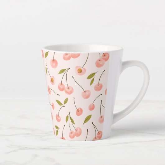 Waterverf Cherry Pattern Latte Mok (Rechts)