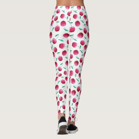 Waterverf Cherry Pattern Leggings (Achterkant)