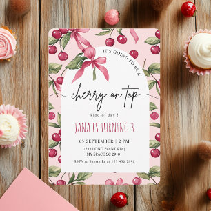 Waterverf Cherry Red & Pink Kids Verjaardag Kaart