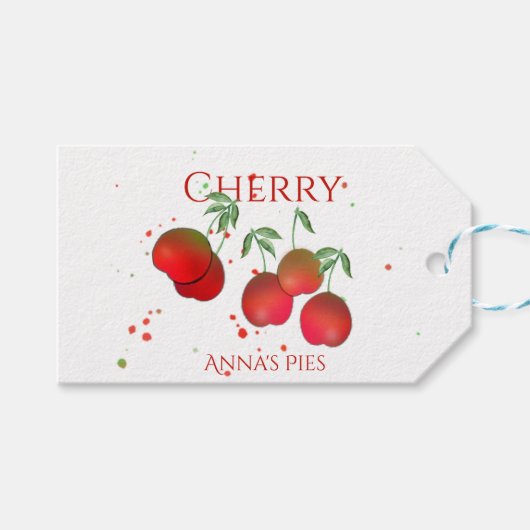 Waterverf Cherry Stems Cadeaulabel (Voorkant (Horizontaal))