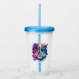 Waterverf Chess Piece Board Acryl Drinkbeker