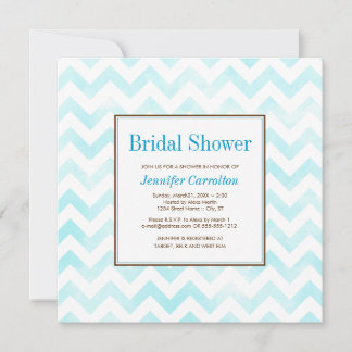 Waterverf Chevron Bridal Shower (blauw) Kaart