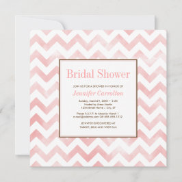 Waterverf Chevron Bridal Shower Invitation (roze) Kaart