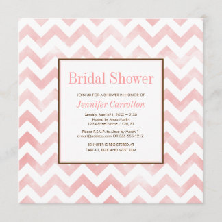 Waterverf Chevron Bridal Shower Invitation (roze) Kaart