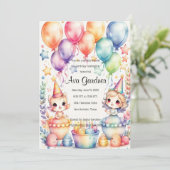 Waterverf Chibi Verjaardag Kaart (Staand voorkant)