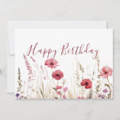 Waterverf Chic Boho Wildflower Happy Birthday Kaart (Voorkant)