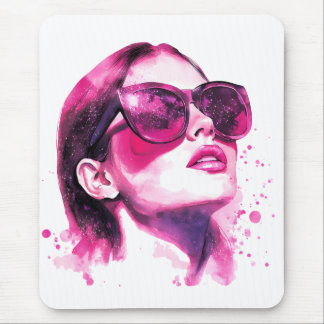 Waterverf Chic Glam Mode Vrouwenportret Muismat