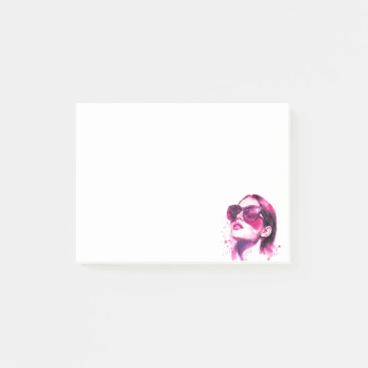 Waterverf Chic Glam Mode Vrouwenportret Post-it® Notes (Voorkant)