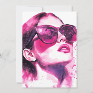 Waterverf Chic Glam Modieuze Vrouwenportret Aankondiging