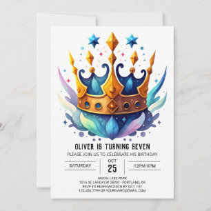 Waterverf Chic Prince Crown Verjaardag Kaart