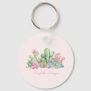 Waterverf Chic Succulents Sleutelhanger