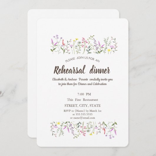 Waterverf Chic Wildflower Kaart (Voorkant / Achterkant)