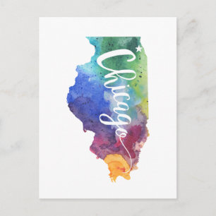 Waterverf Chicago Briefkaart