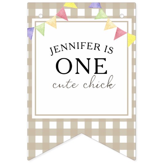 Waterverf Chick 1e verjaardag Vlaggetjes (Eerste vlag)