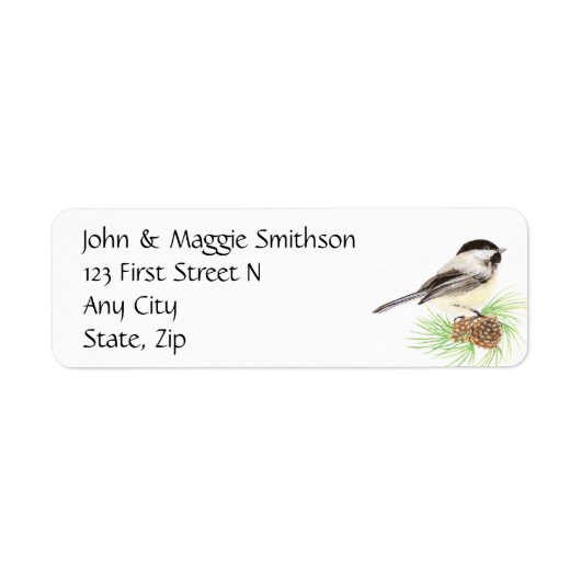 Waterverf Chickadee Address Name Label Customize (Voorkant)