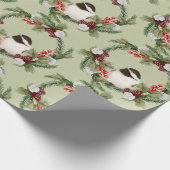 Waterverf Chickadee Bird Kerstmis Cadeaupapier (Hoek)