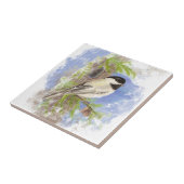 Waterverf Chickadee Bird Natuur kunst Tegeltje (Zijkant)