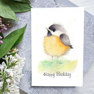 Waterverf Chickadee Birthday Kaart