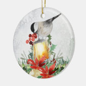 Waterverf Chickadee en Lantern Keramisch Ornament (Links)