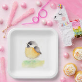 Waterverf Chickadee Papieren Bordje (Feest)