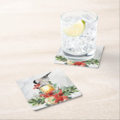 Waterverf Chickadee Vierkante Kartonnen Onderzetter (Insitu)