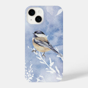 Waterverf Chickadee Winter Snow Forest Bird iPhone 14 Hoesje