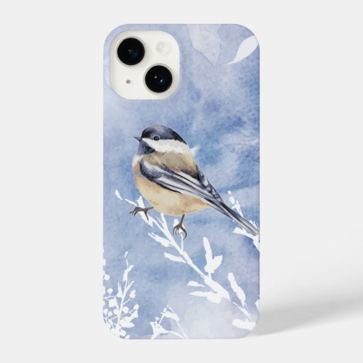 Waterverf Chickadee Winter Snow Forest Bird iPhone Hoesje (Achterkant)
