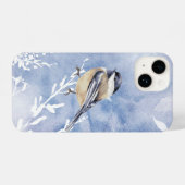 Waterverf Chickadee Winter Snow Forest Bird iPhone Hoesje (Achterkant horizontaal)