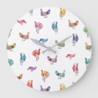 Waterverf Chicken Clock Grote Klok