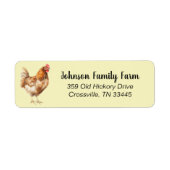 Waterverf Chicken Custom Adresetiketten Etiket (Voorkant)
